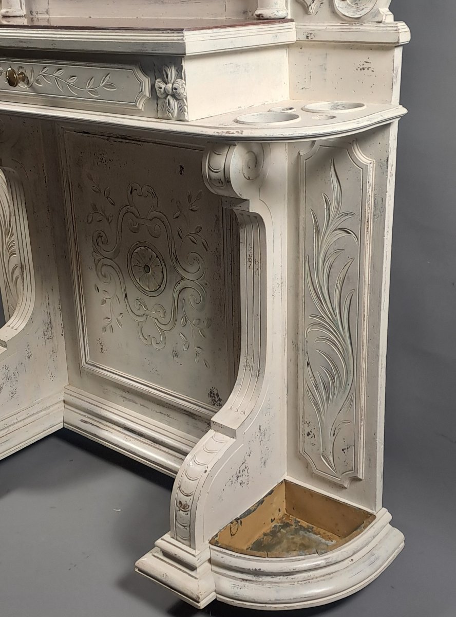 Large Antique Wardrobe In White Lacquered Wood-photo-3