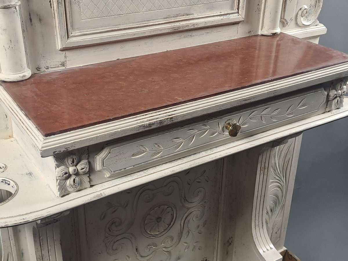 Large Antique Wardrobe In White Lacquered Wood-photo-5