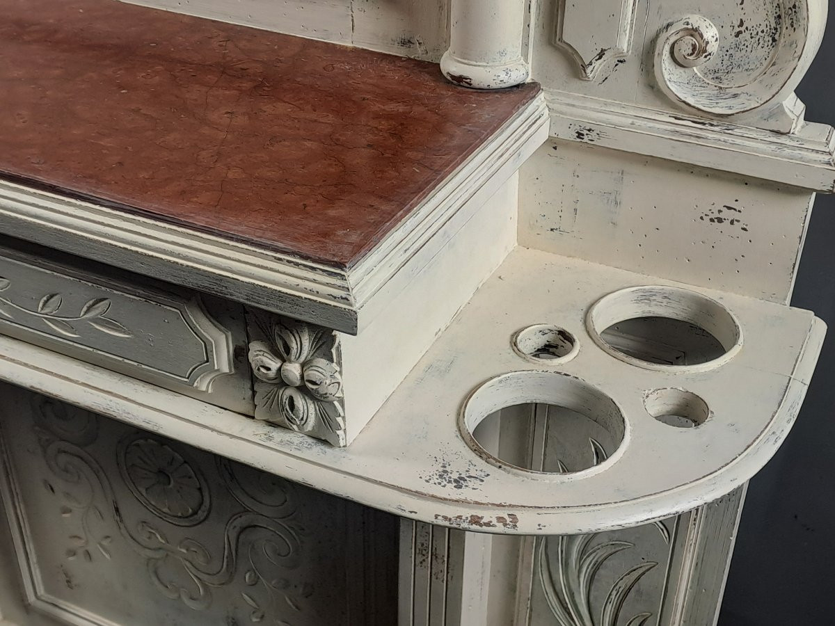 Large Antique Wardrobe In White Lacquered Wood-photo-6