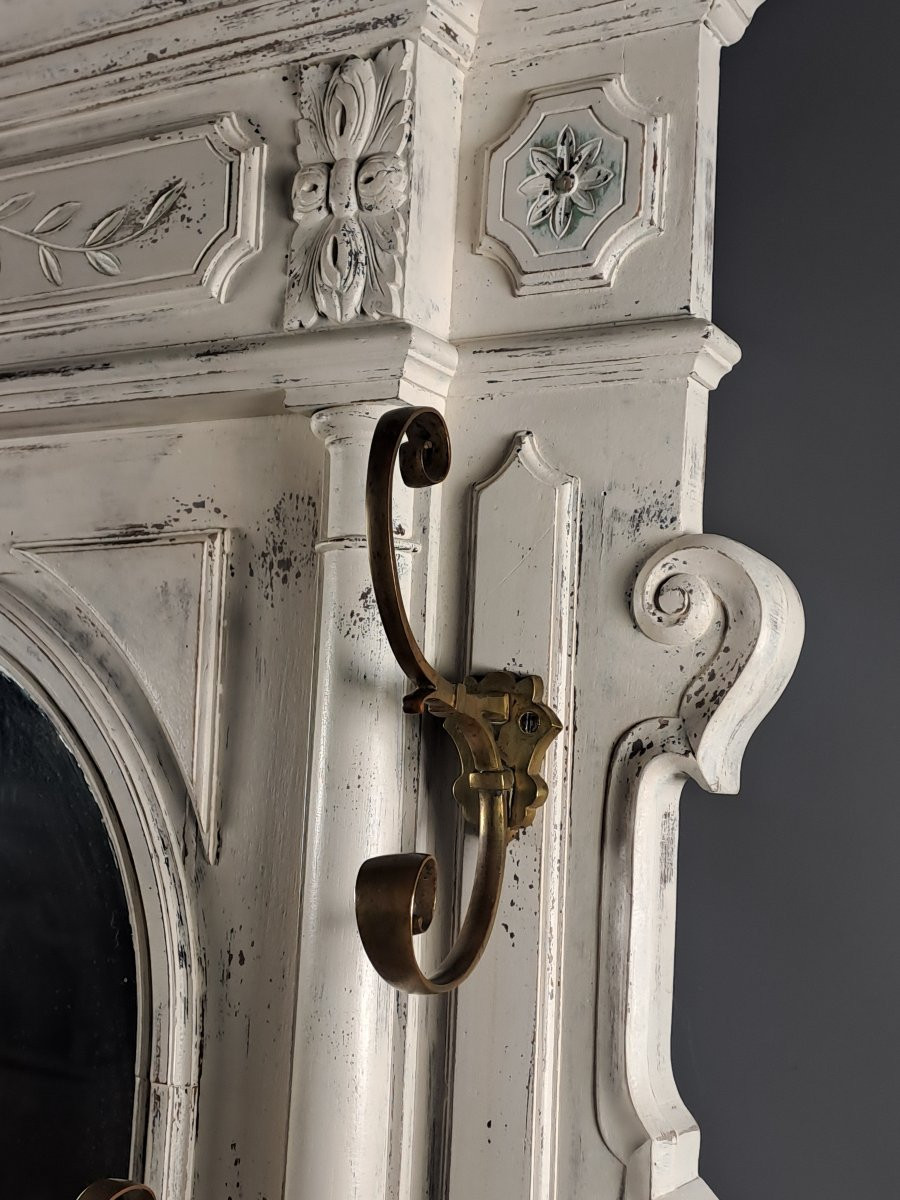 Large Antique Wardrobe In White Lacquered Wood-photo-7