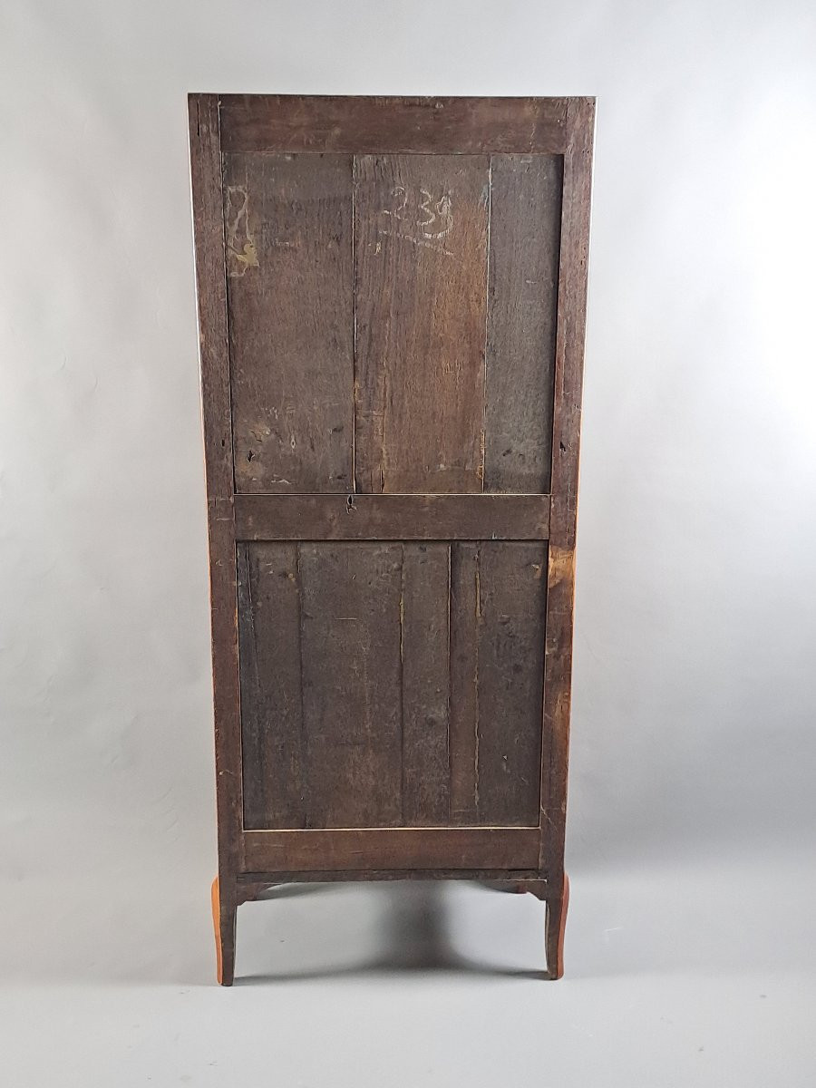 Grand semainier / chiffonnier Transition en marquèterie de treillis et quartefeuille-photo-7