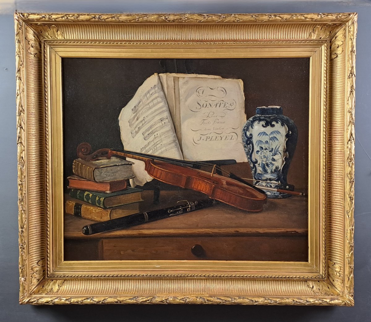 Ecole Française du début XIXème siècle - Huile sur Toile - Nature morte - allégorie aux arts-photo-1