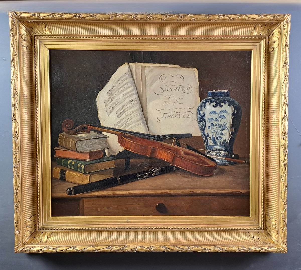 Ecole Française du début XIXème siècle - Huile sur Toile - Nature morte - allégorie aux arts-photo-2