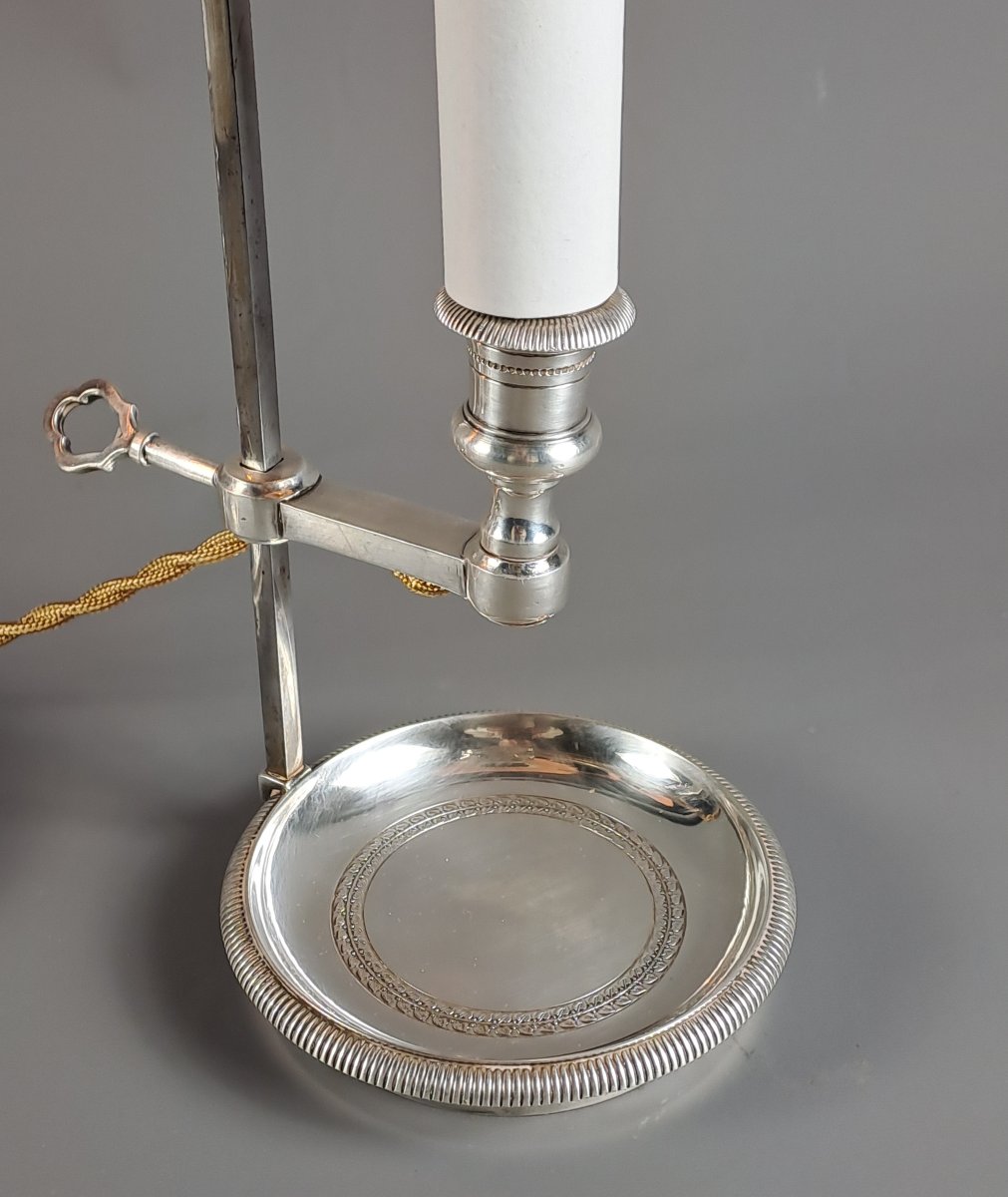 Pair Of Louis XVI Style Silver-plated Bronze Bouillotte Lamps-photo-2