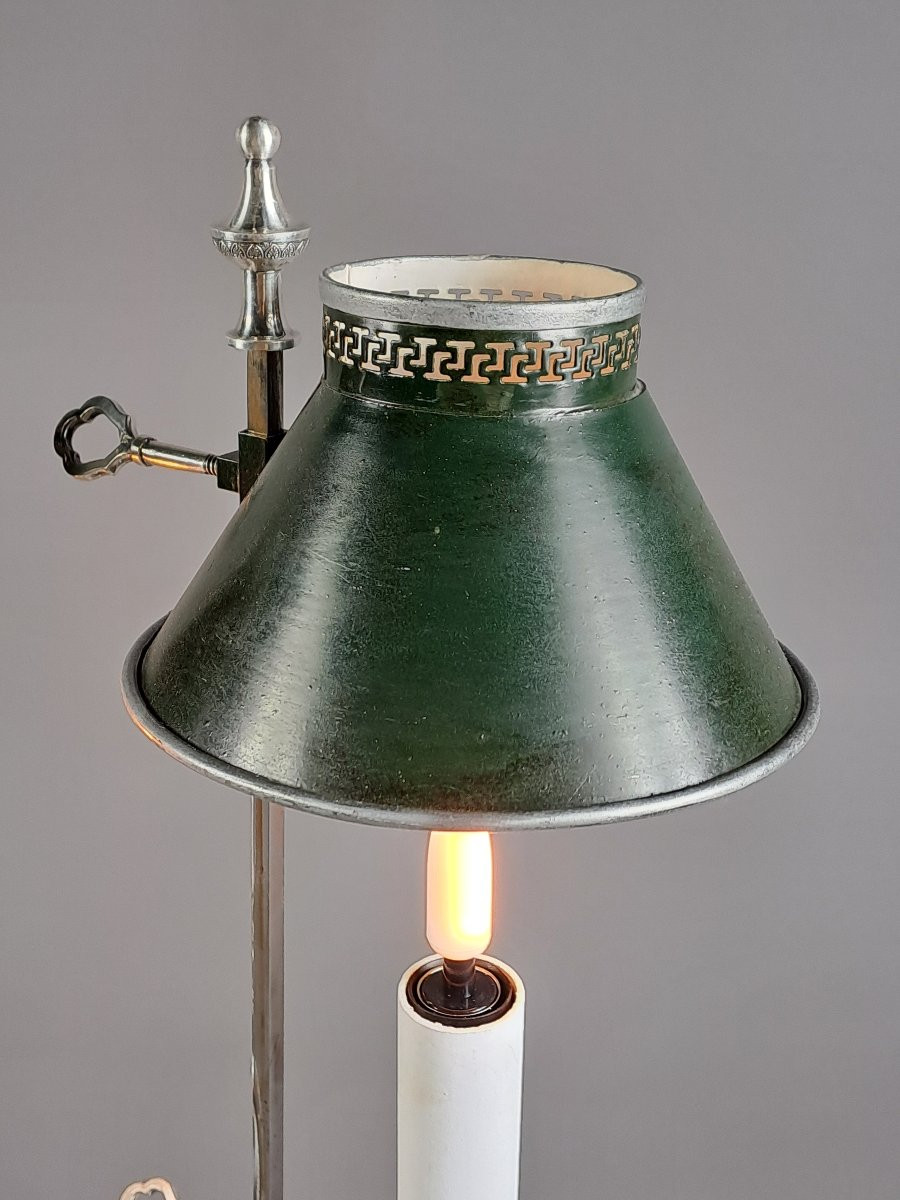 Pair Of Louis XVI Style Silver-plated Bronze Bouillotte Lamps-photo-3