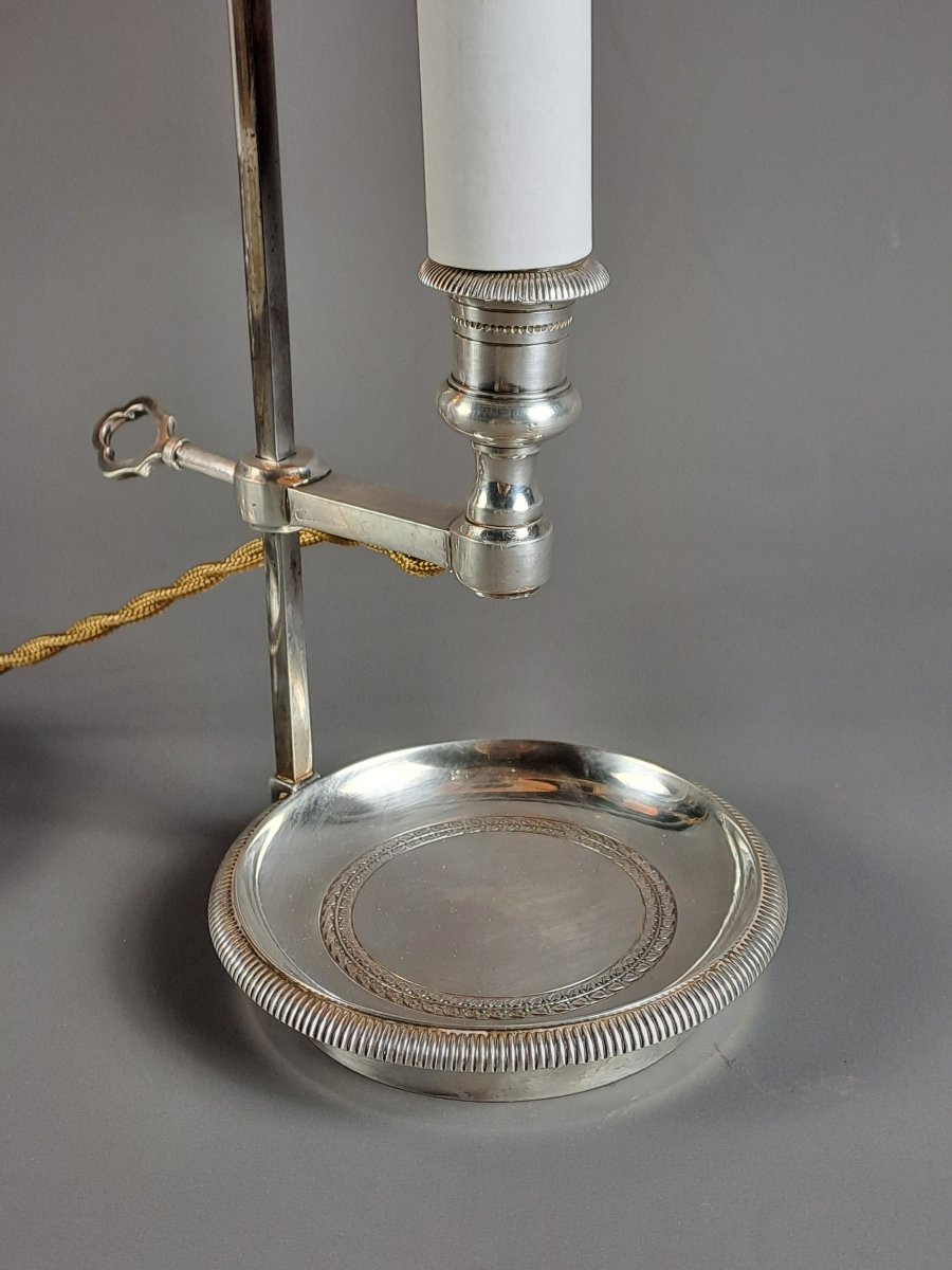 Pair Of Louis XVI Style Silver-plated Bronze Bouillotte Lamps-photo-4