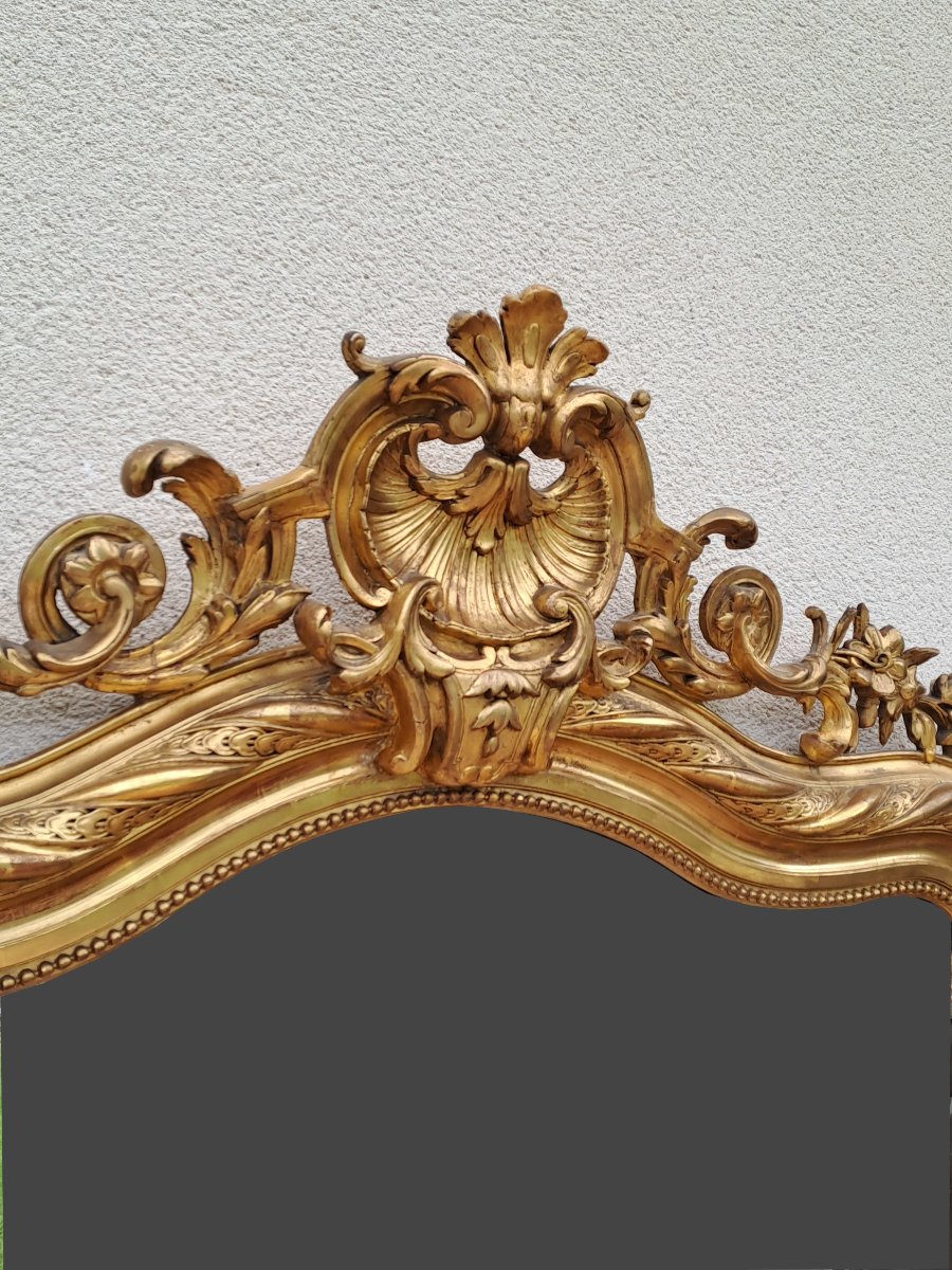 Large Louis XV Style Rocaille Mirror In Wood And Gilded Stucco-photo-6
