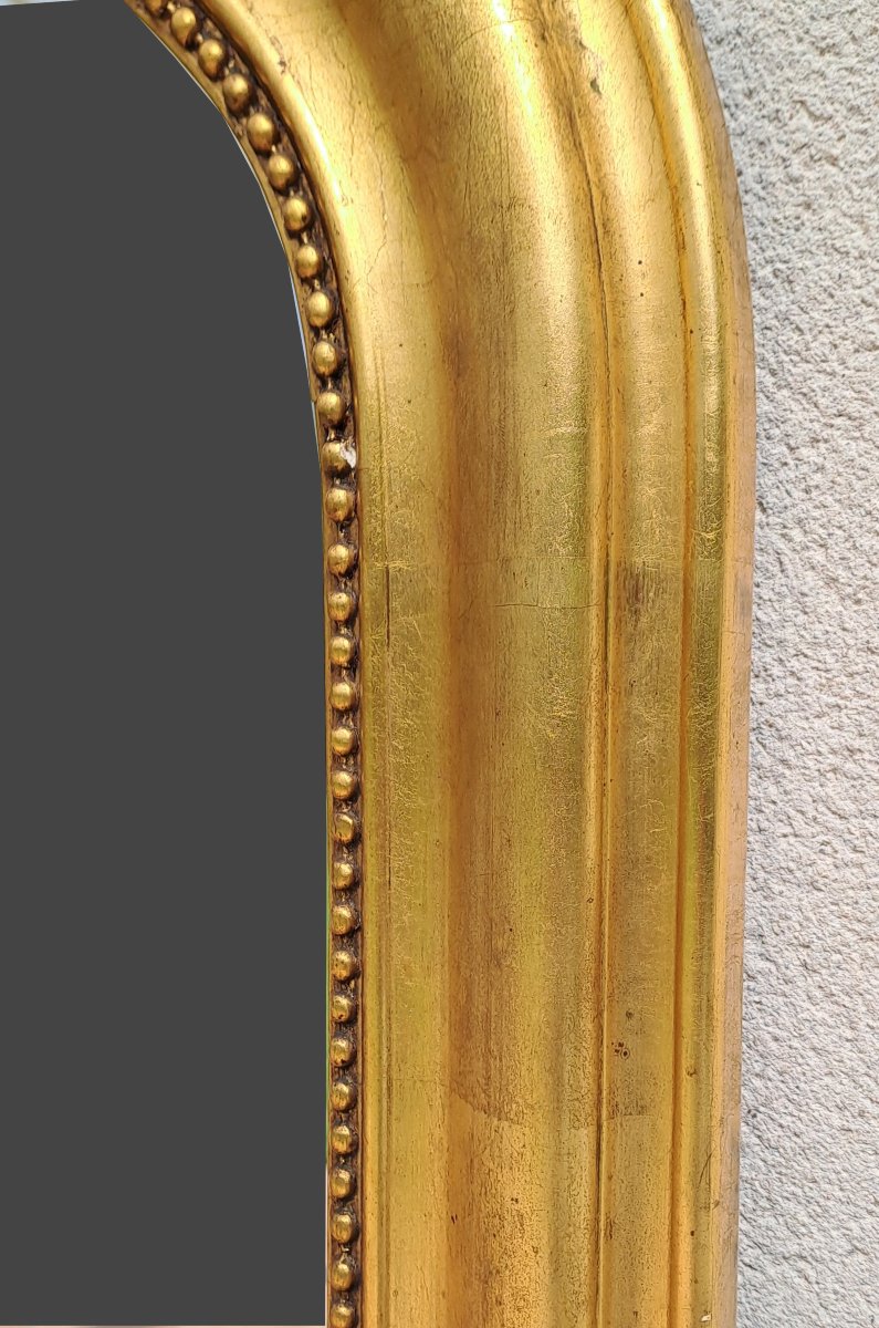 Large Louis Philippe Mirror In Wood And Gilded Stucco-photo-4