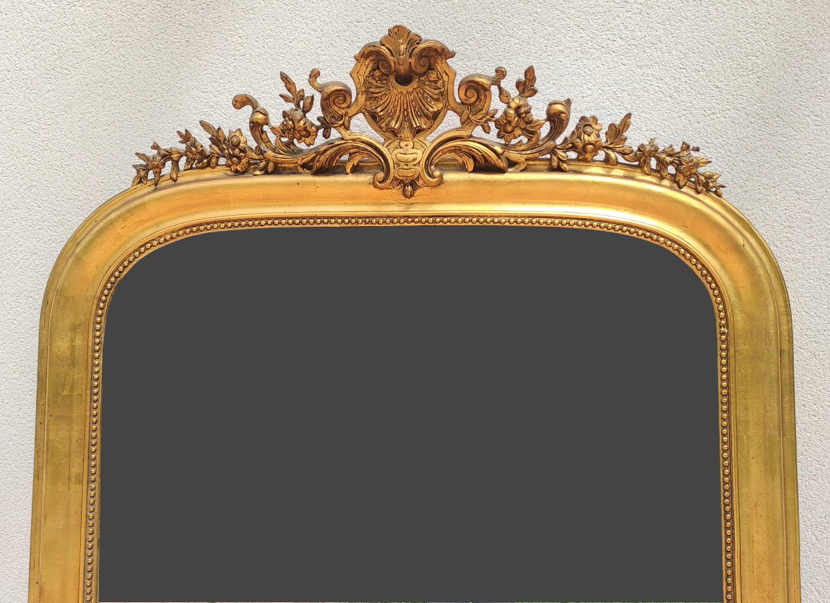 Large Louis Philippe Mirror In Wood And Gilded Stucco-photo-1
