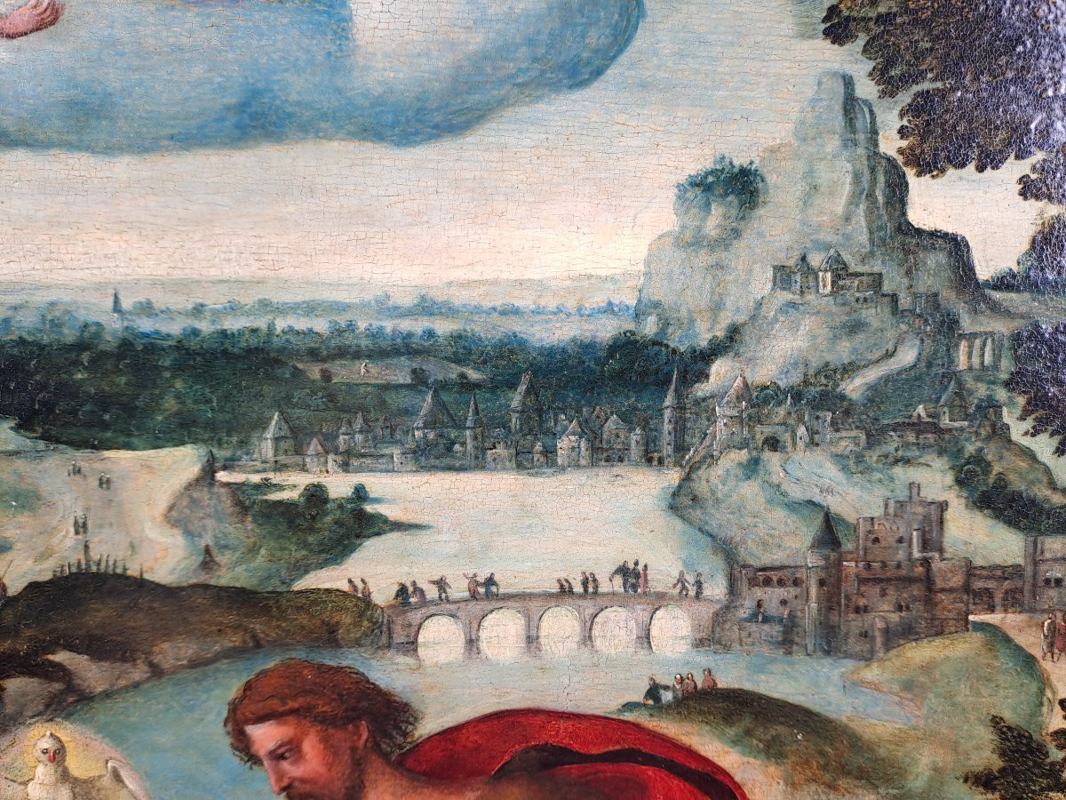 Importante Ecole Flamande du XVIème siècle – Baptême du christ – Entourage de Lucas Gassel-photo-2