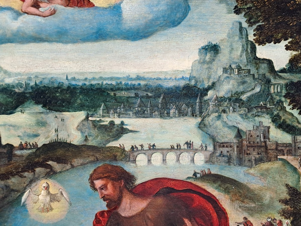 Importante Ecole Flamande du XVIème siècle – Baptême du christ – Entourage de Lucas Gassel-photo-6
