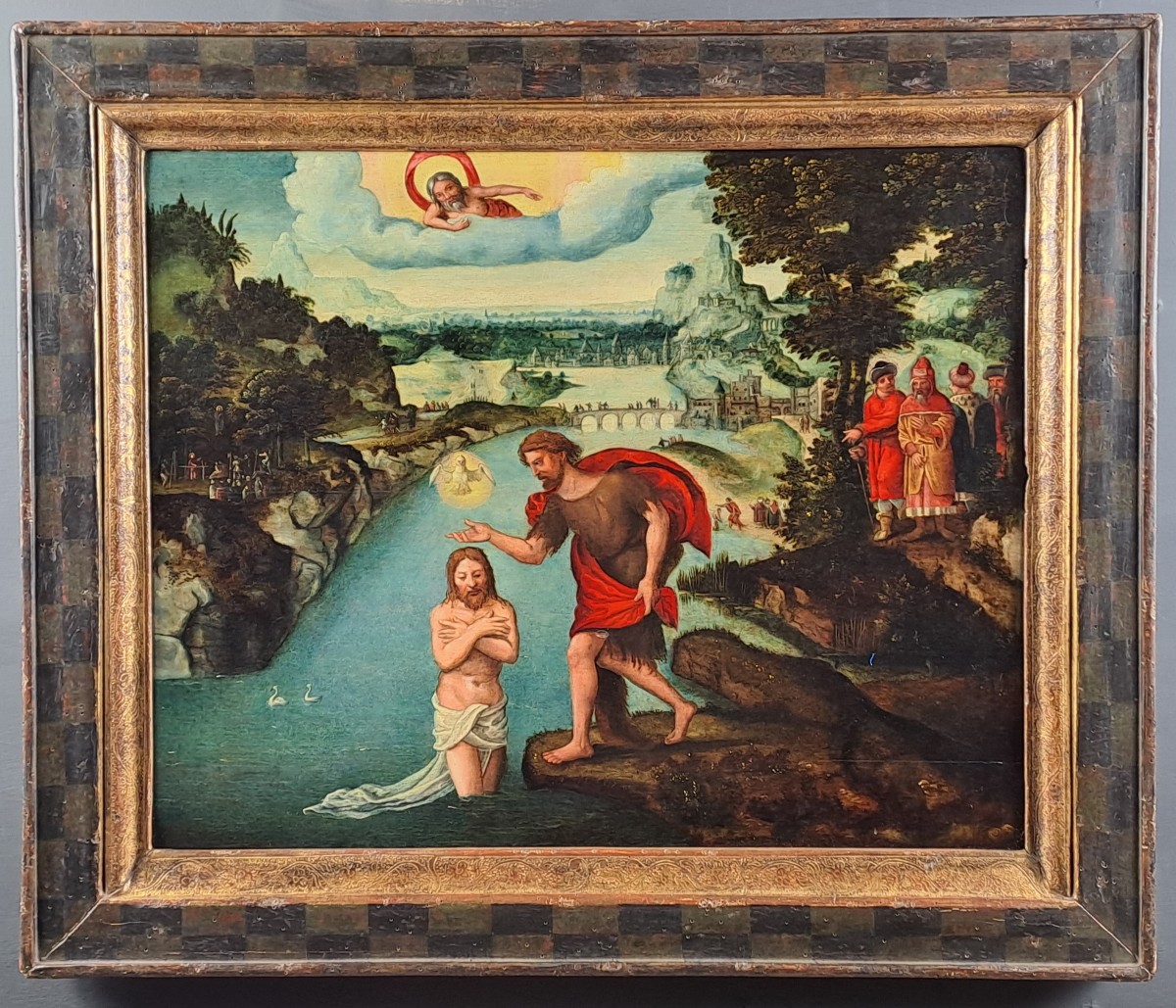 Importante Ecole Flamande du XVIème siècle – Baptême du christ – Entourage de Lucas Gassel