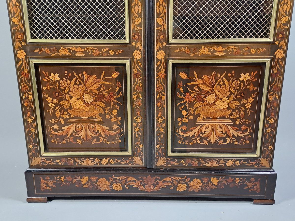 Napoleon III Bookcase In Ebony And Floral Marquetry-photo-3