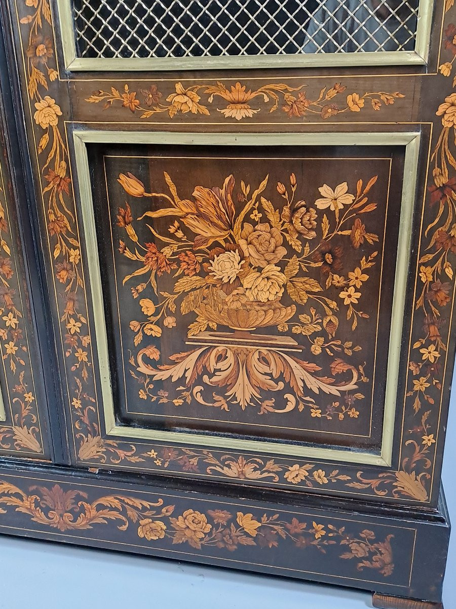 Napoleon III Bookcase In Ebony And Floral Marquetry-photo-4