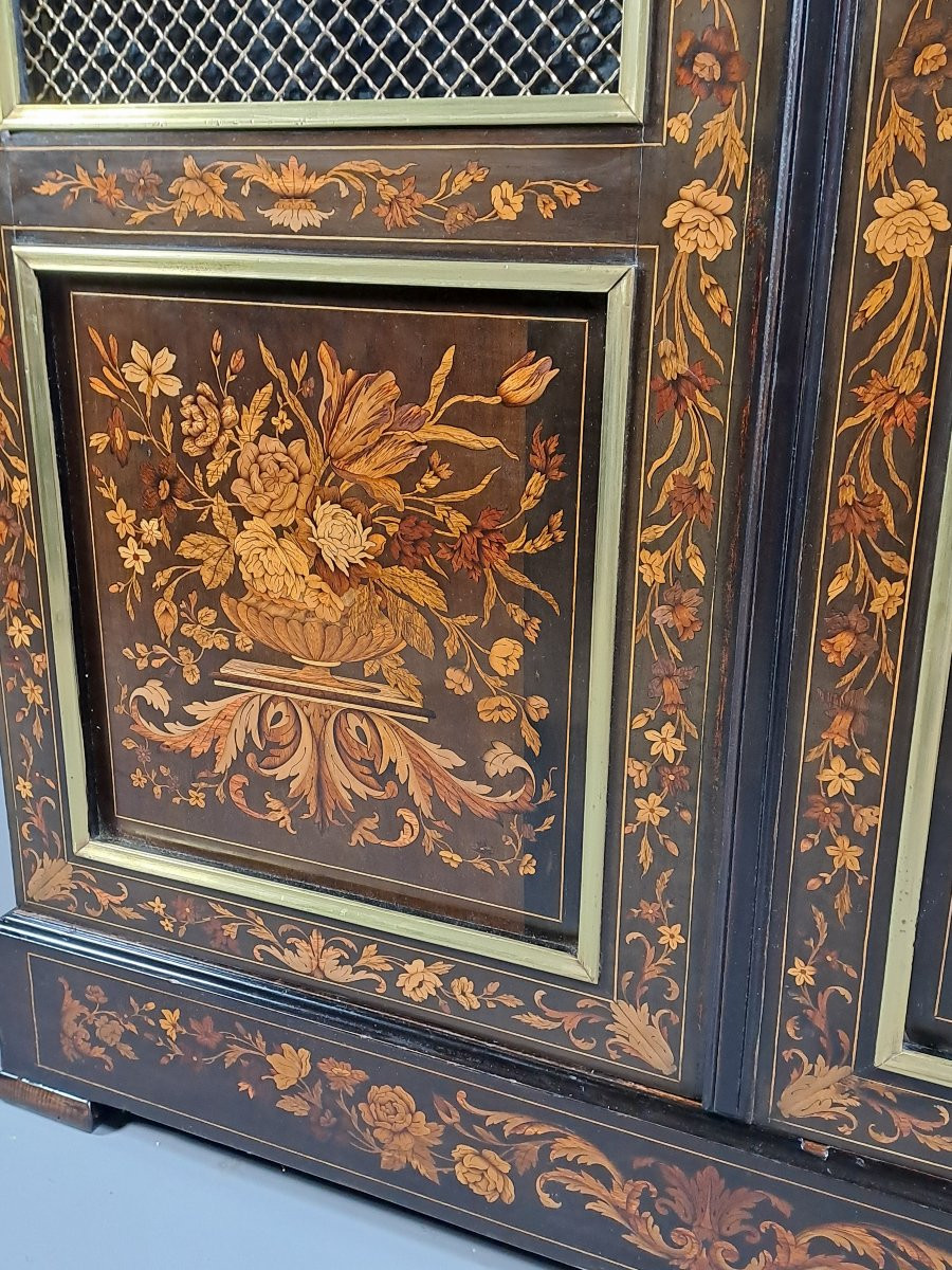 Napoleon III Bookcase In Ebony And Floral Marquetry-photo-1