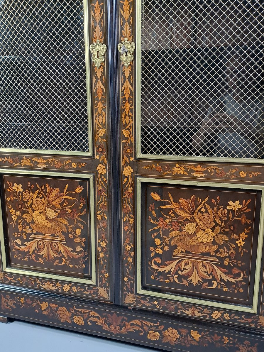 Napoleon III Bookcase In Ebony And Floral Marquetry-photo-2
