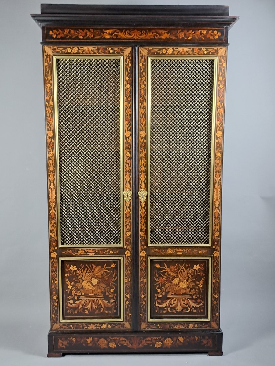 Napoleon III Bookcase In Ebony And Floral Marquetry-photo-3