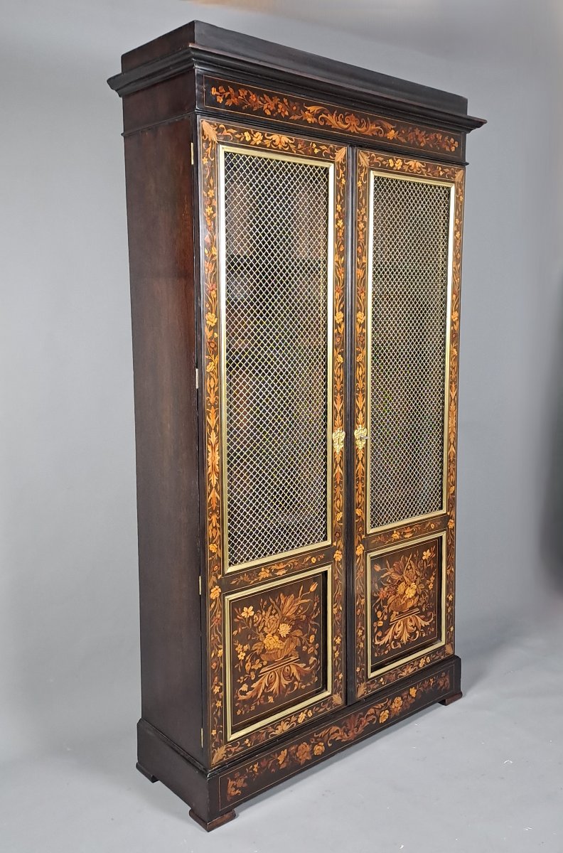 Napoleon III Bookcase In Ebony And Floral Marquetry-photo-6