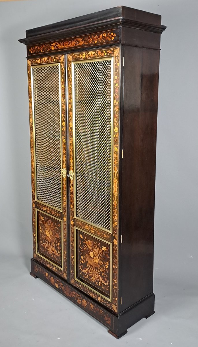 Napoleon III Bookcase In Ebony And Floral Marquetry-photo-7