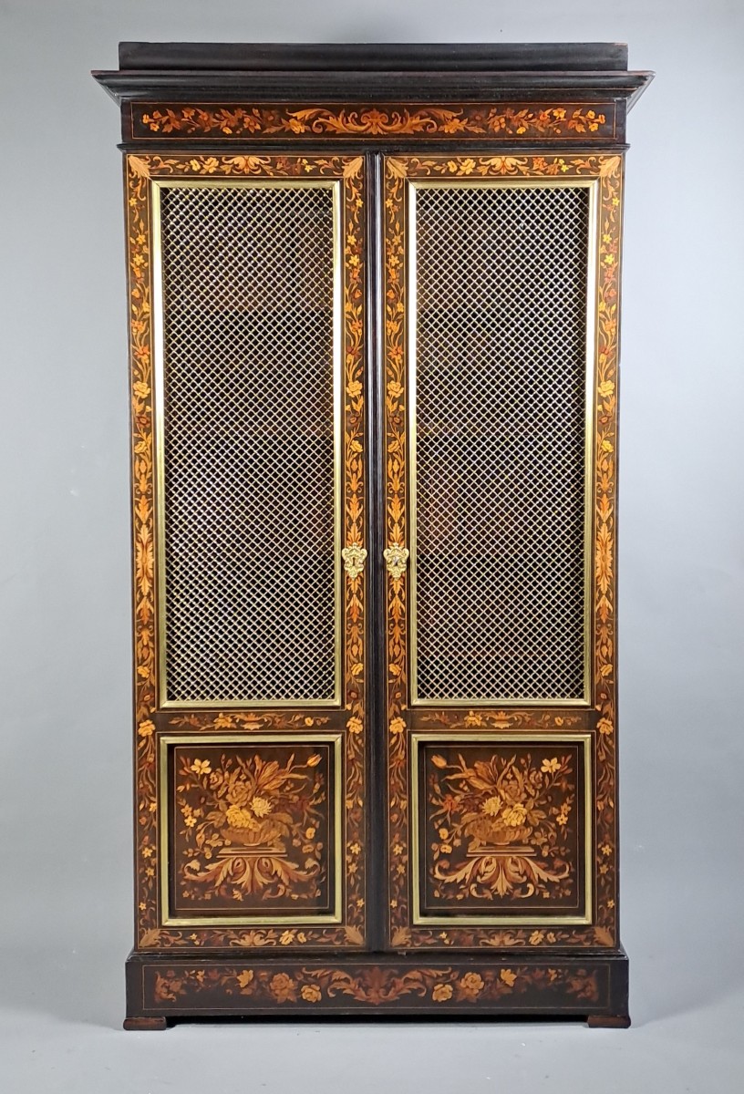 Napoleon III Bookcase In Ebony And Floral Marquetry