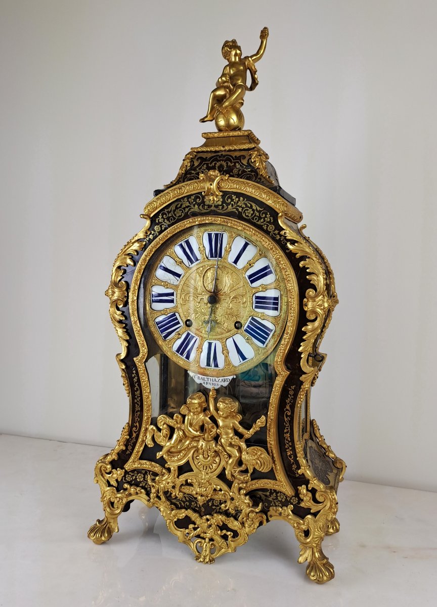 Louis XIV Period Cartel In Marquèterie Boulle Signed Henry Balthazar In Paris-photo-2
