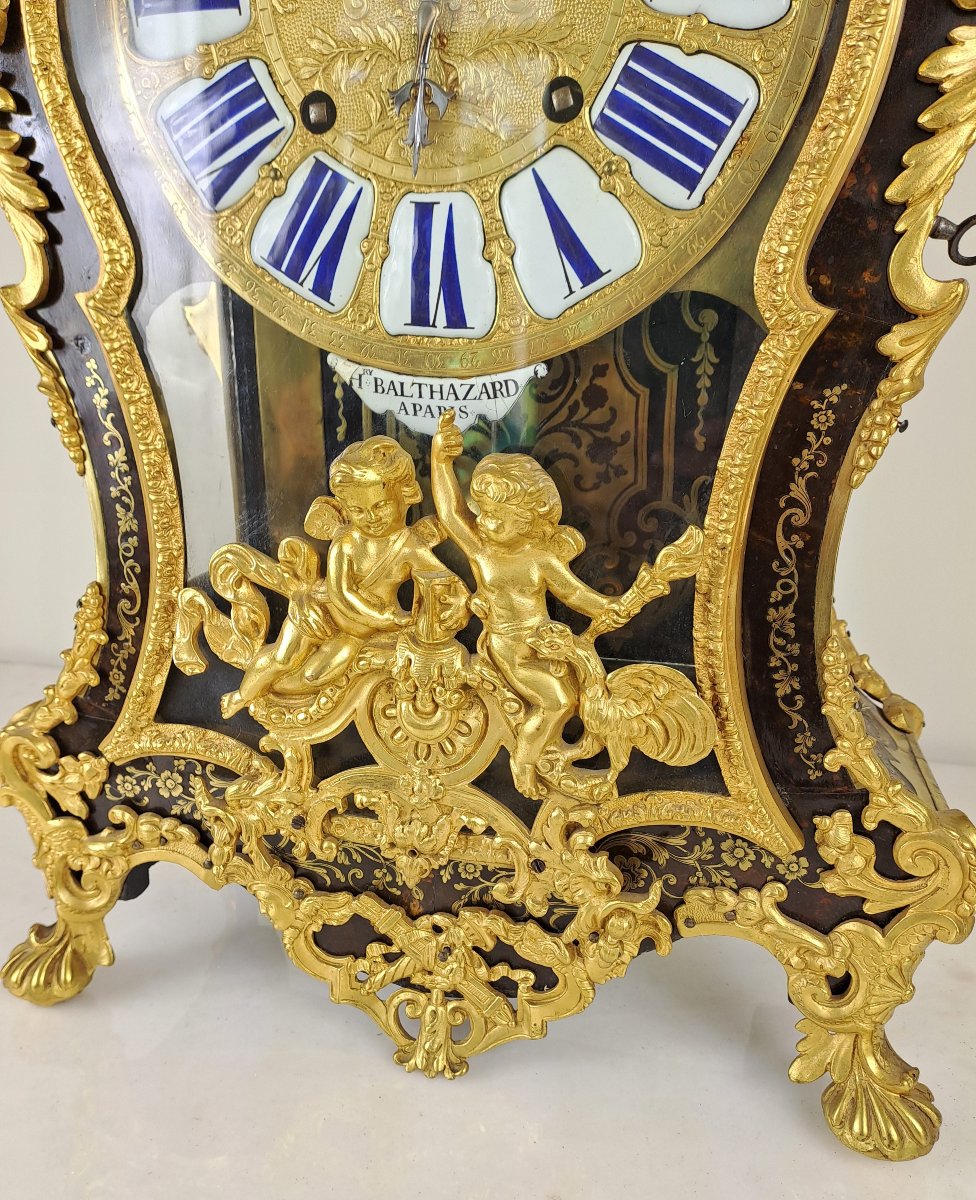 Louis XIV Period Cartel In Marquèterie Boulle Signed Henry Balthazar In Paris-photo-3