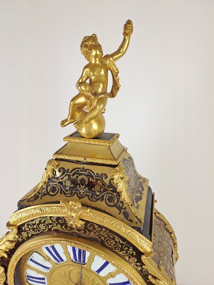 Louis XIV Period Cartel In Marquèterie Boulle Signed Henry Balthazar In Paris-photo-4