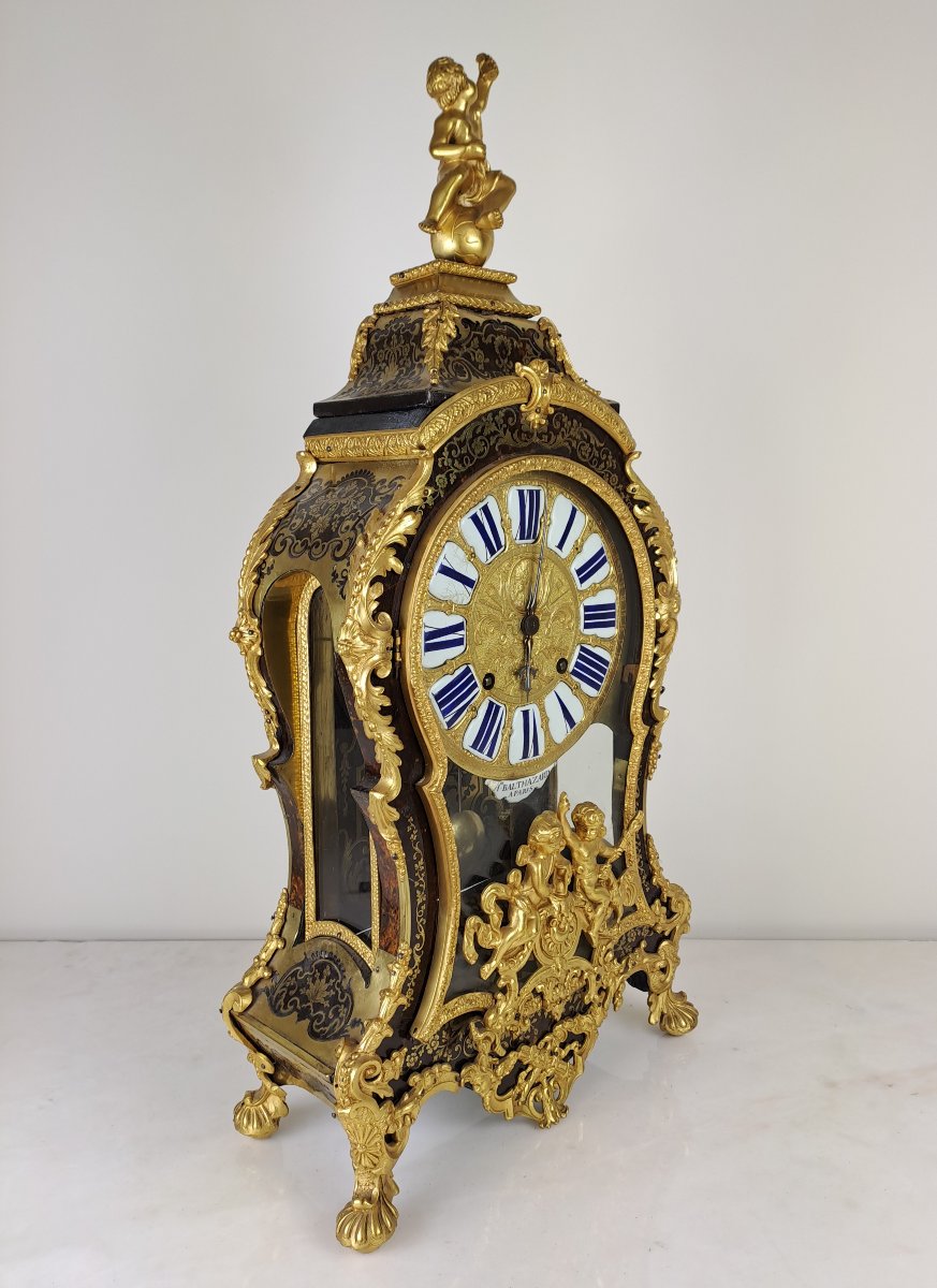 Louis XIV Period Cartel In Marquèterie Boulle Signed Henry Balthazar In Paris-photo-1