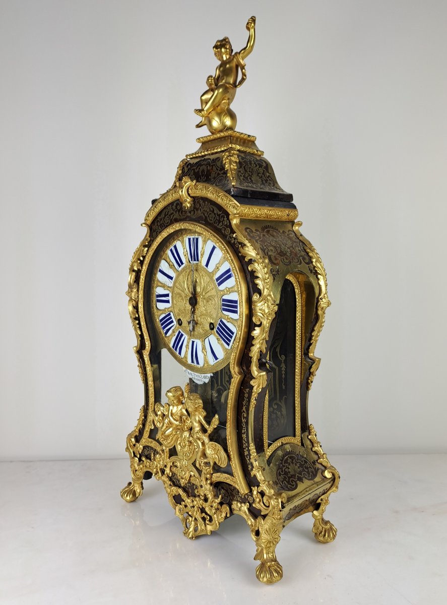 Louis XIV Period Cartel In Marquèterie Boulle Signed Henry Balthazar In Paris-photo-2