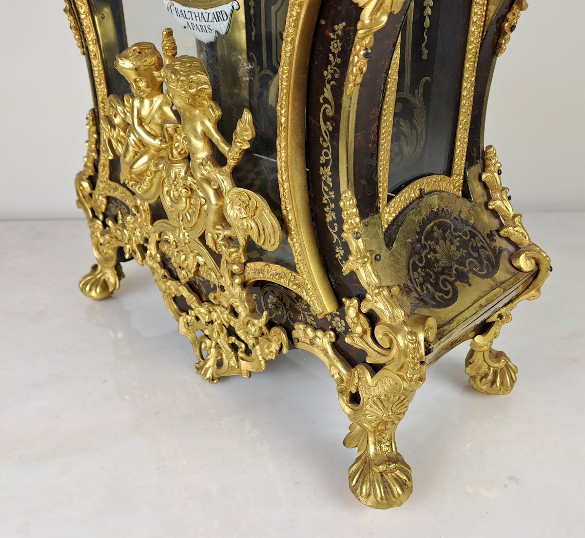 Louis XIV Period Cartel In Marquèterie Boulle Signed Henry Balthazar In Paris-photo-3