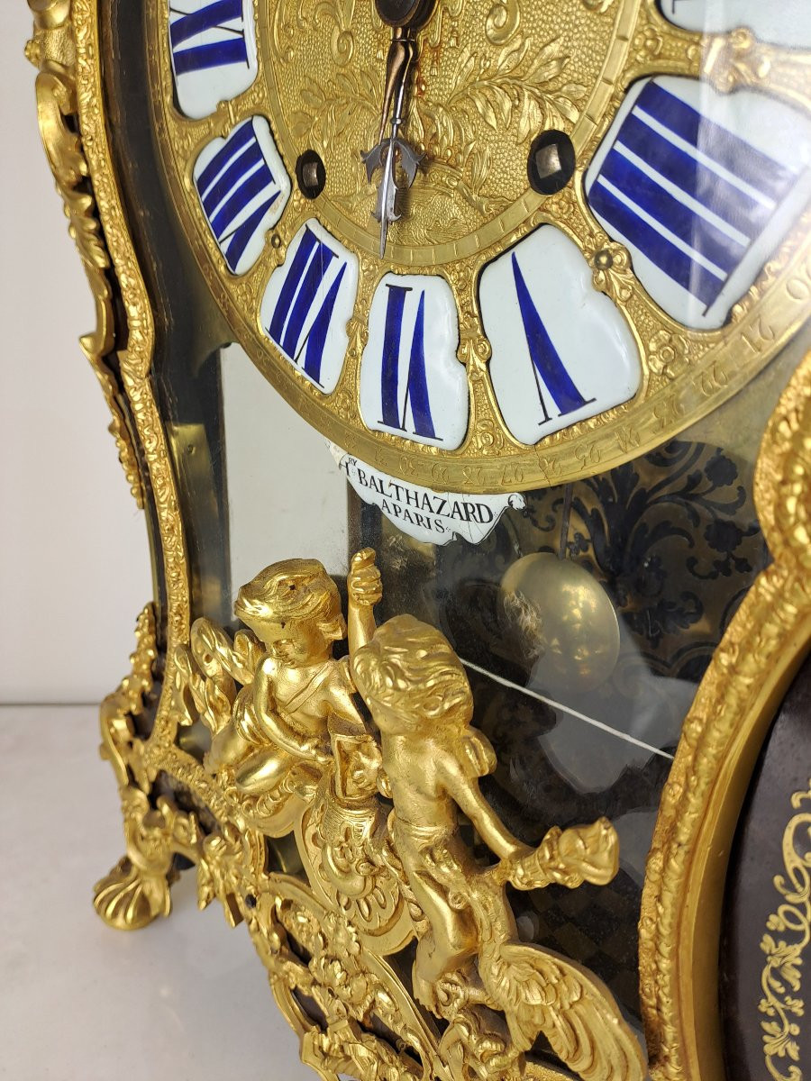 Louis XIV Period Cartel In Marquèterie Boulle Signed Henry Balthazar In Paris-photo-4