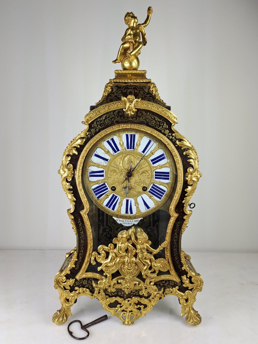 Louis XIV Period Cartel In Marquèterie Boulle Signed Henry Balthazar In Paris-photo-7