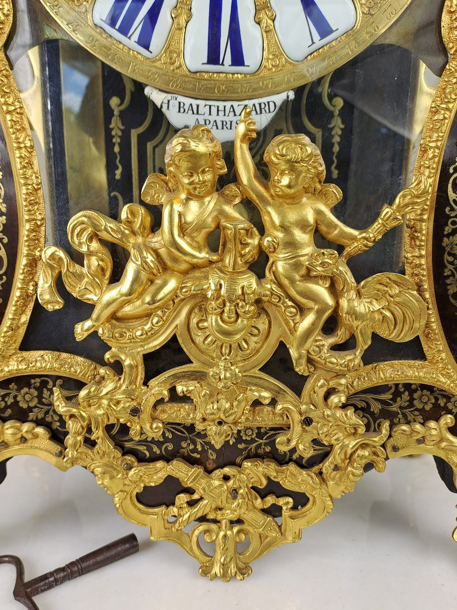 Louis XIV Period Cartel In Marquèterie Boulle Signed Henry Balthazar In Paris-photo-8