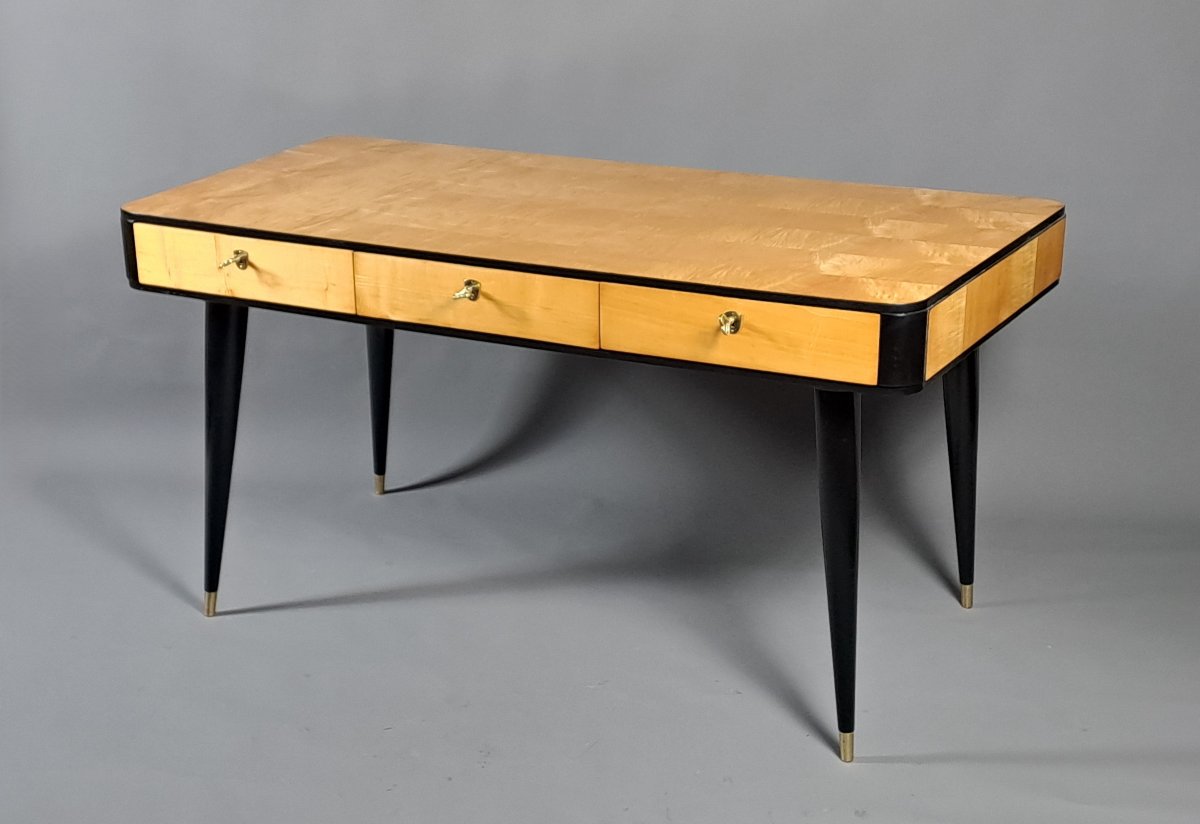 Rare ensemble de bureau – bibliothèque, bureau, fauteuils – design des années 50-photo-2