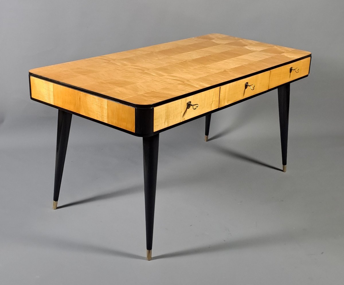 Rare ensemble de bureau – bibliothèque, bureau, fauteuils – design des années 50-photo-2