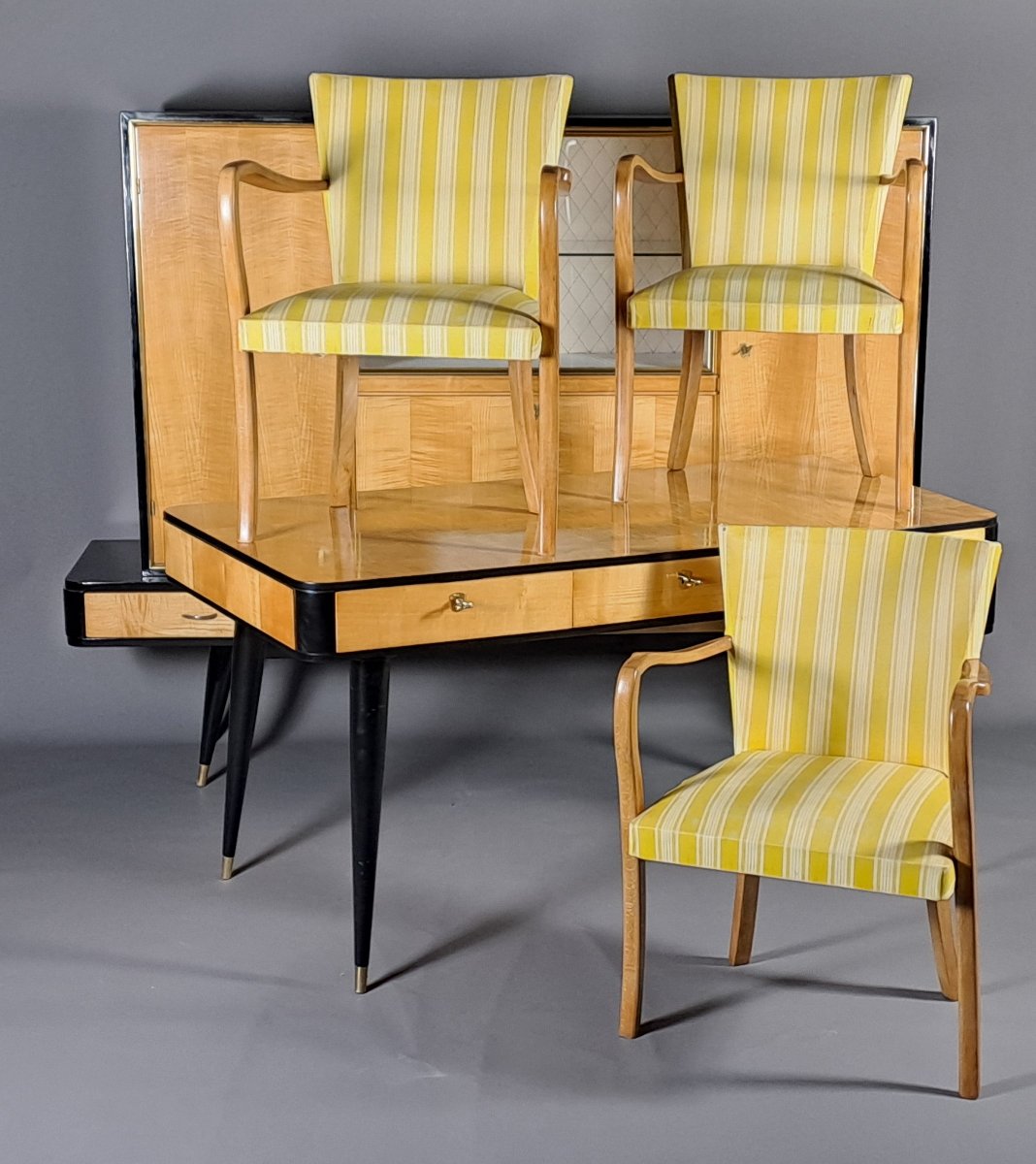 Rare ensemble de bureau – bibliothèque, bureau, fauteuils – design des années 50-photo-7