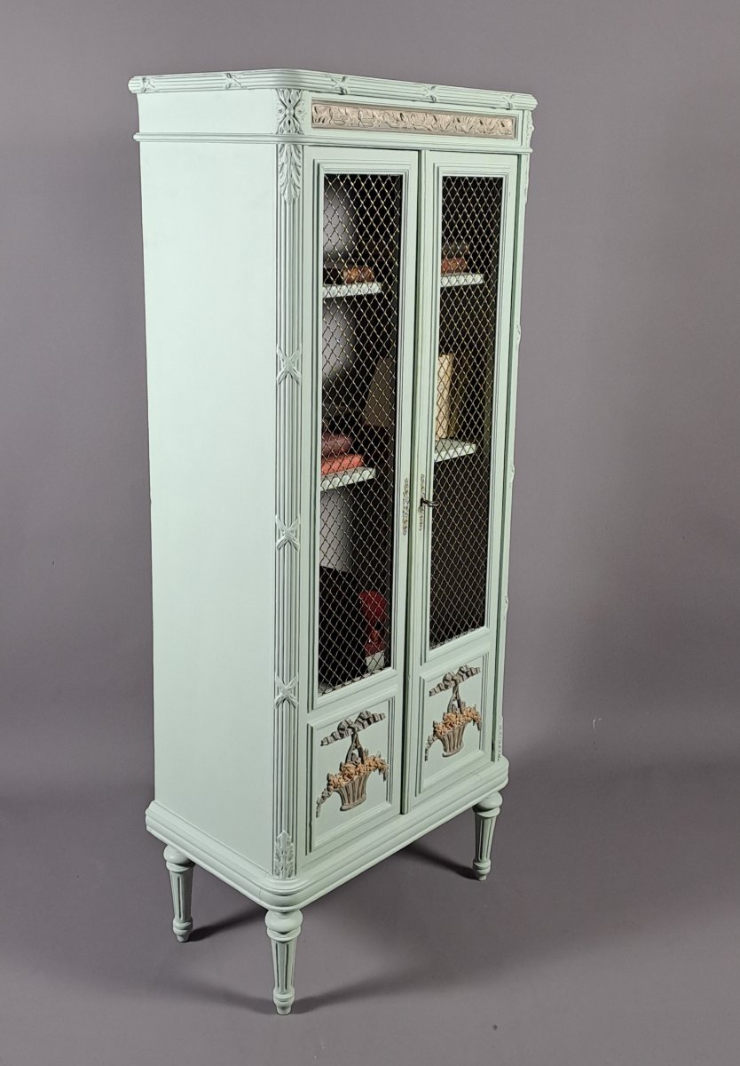 Petite bibliothèque de style Louis XVI en bois laqué-photo-3