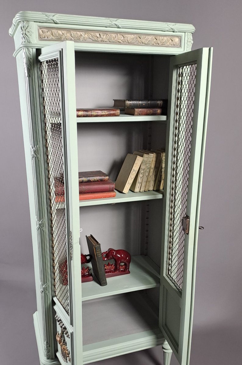 Petite bibliothèque de style Louis XVI en bois laqué-photo-5