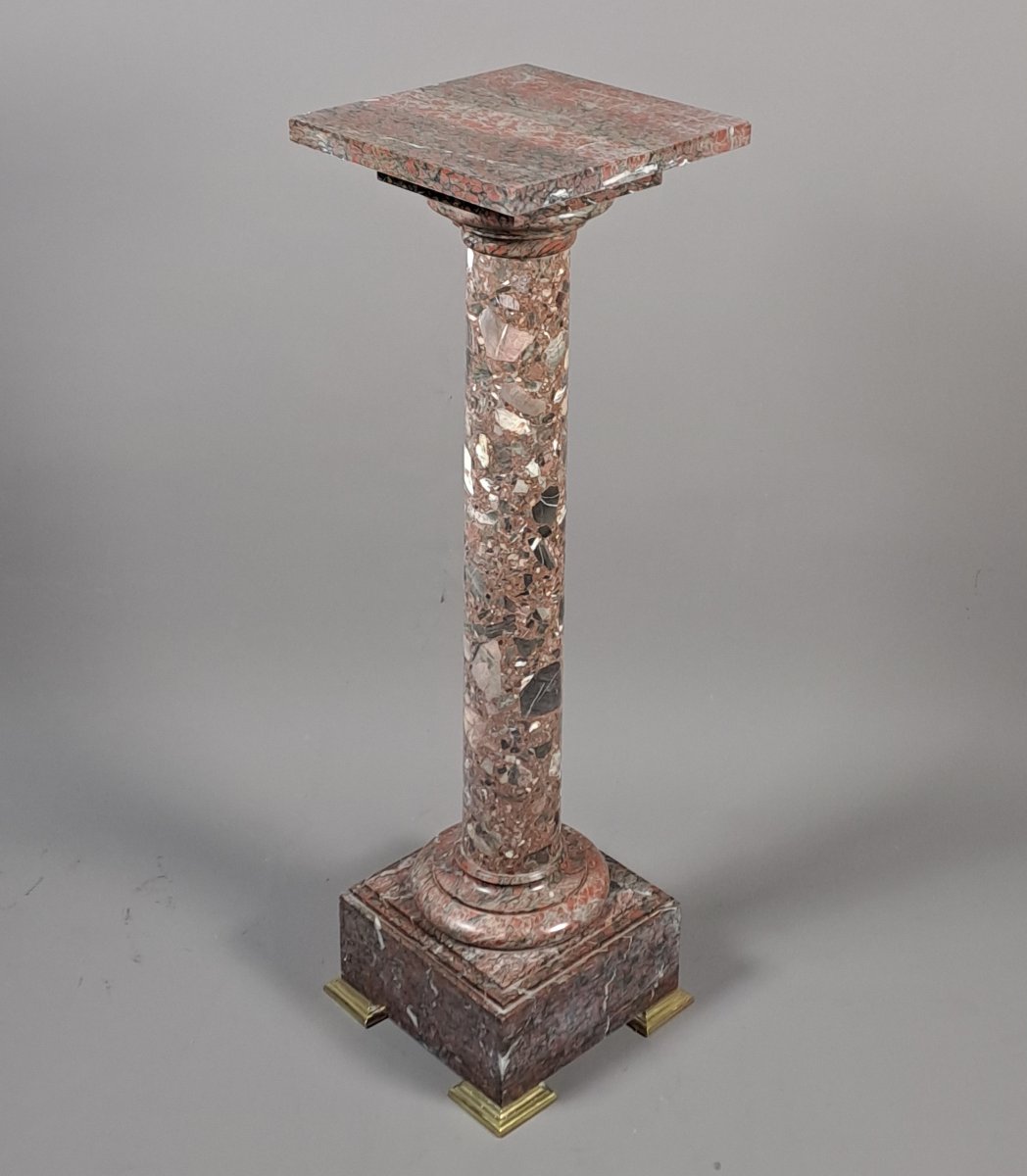 Colonne / sellette en marbre griotte-photo-2