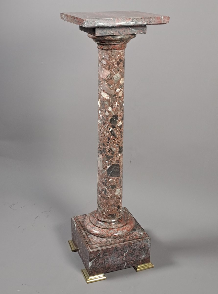 Colonne / sellette en marbre griotte-photo-3