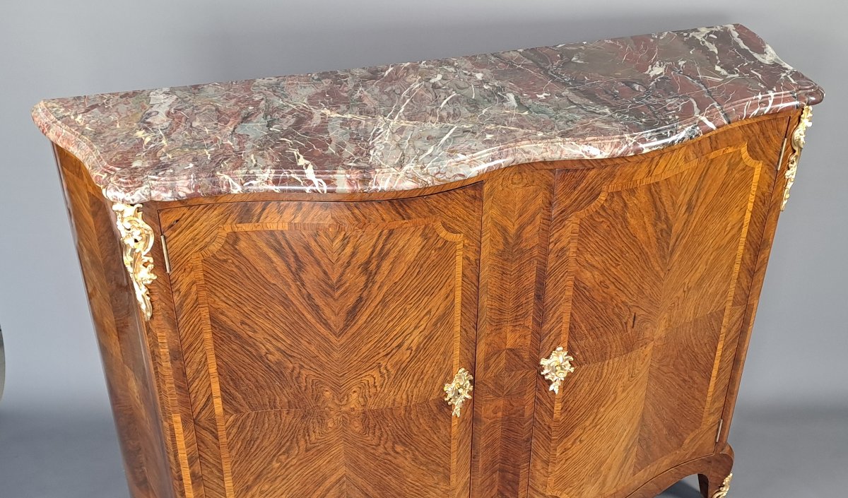 Large Sideboard In Rosewood Marquetry And Gilt Bronze-photo-4