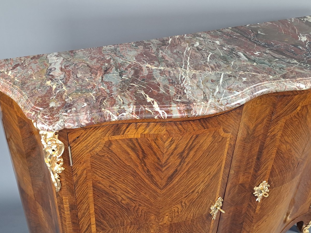 Large Sideboard In Rosewood Marquetry And Gilt Bronze-photo-1