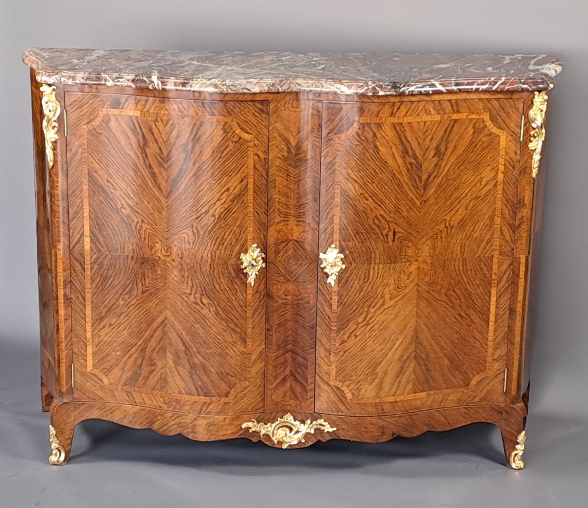 Large Sideboard In Rosewood Marquetry And Gilt Bronze-photo-4