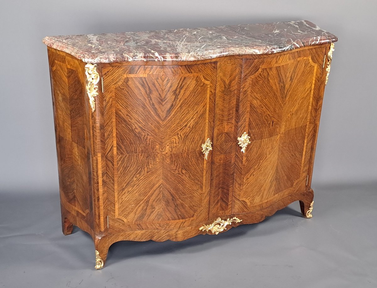 Large Sideboard In Rosewood Marquetry And Gilt Bronze-photo-5