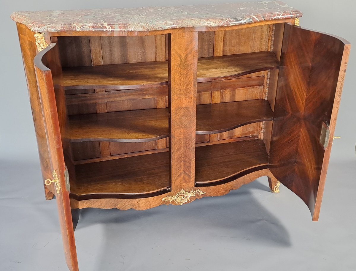 Large Sideboard In Rosewood Marquetry And Gilt Bronze-photo-6