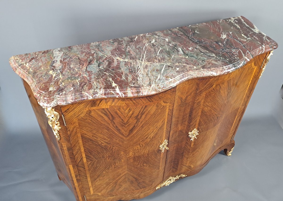 Large Sideboard In Rosewood Marquetry And Gilt Bronze-photo-7
