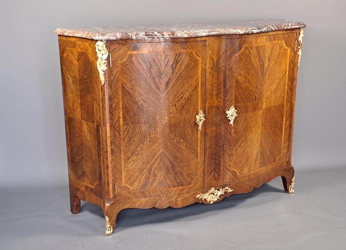 Large Sideboard In Rosewood Marquetry And Gilt Bronze-photo-8