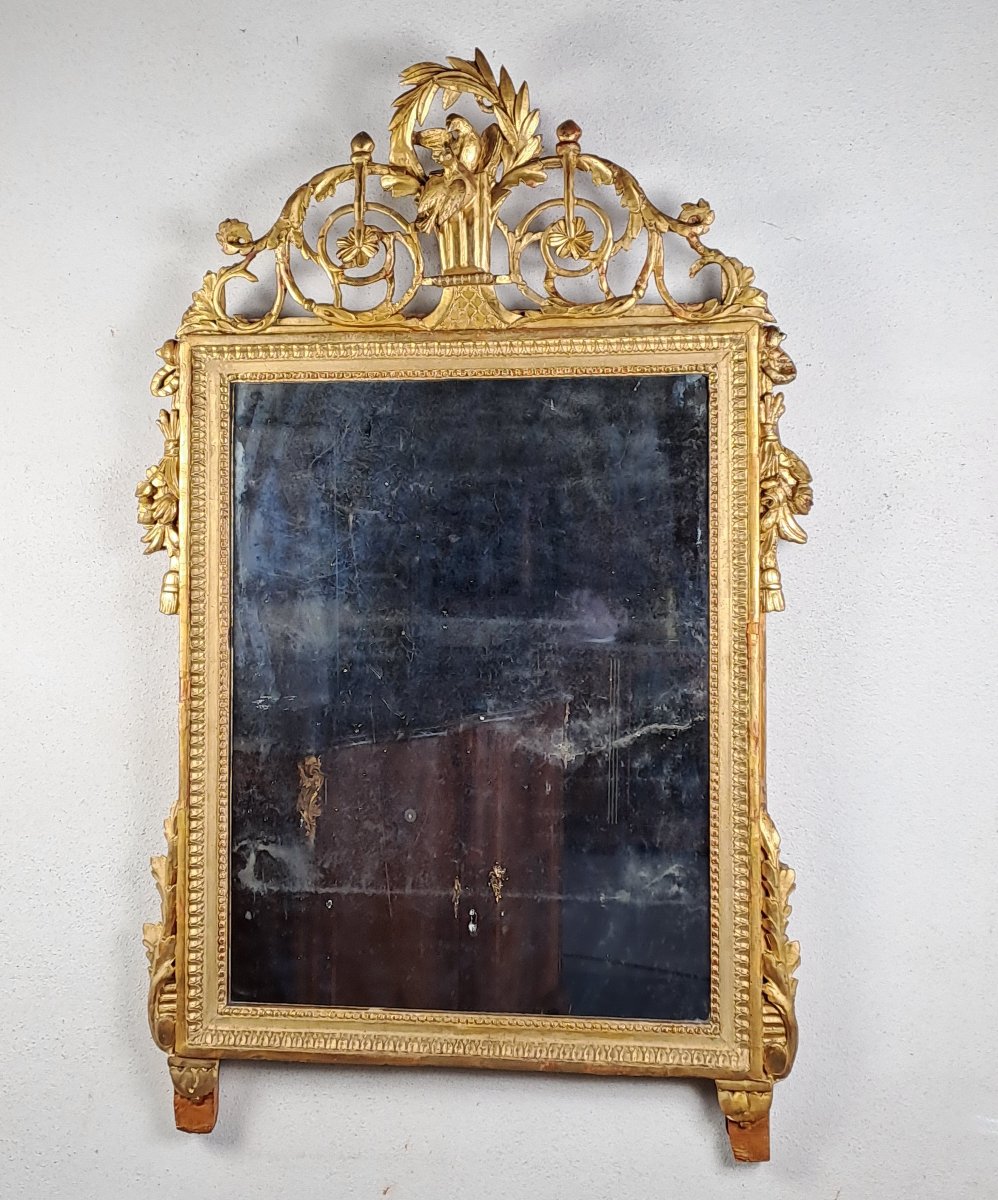 Miroir Louis XVI en bois doré-photo-2