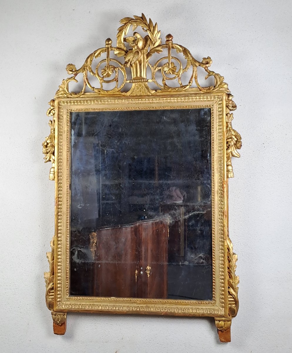 Miroir Louis XVI en bois doré-photo-4