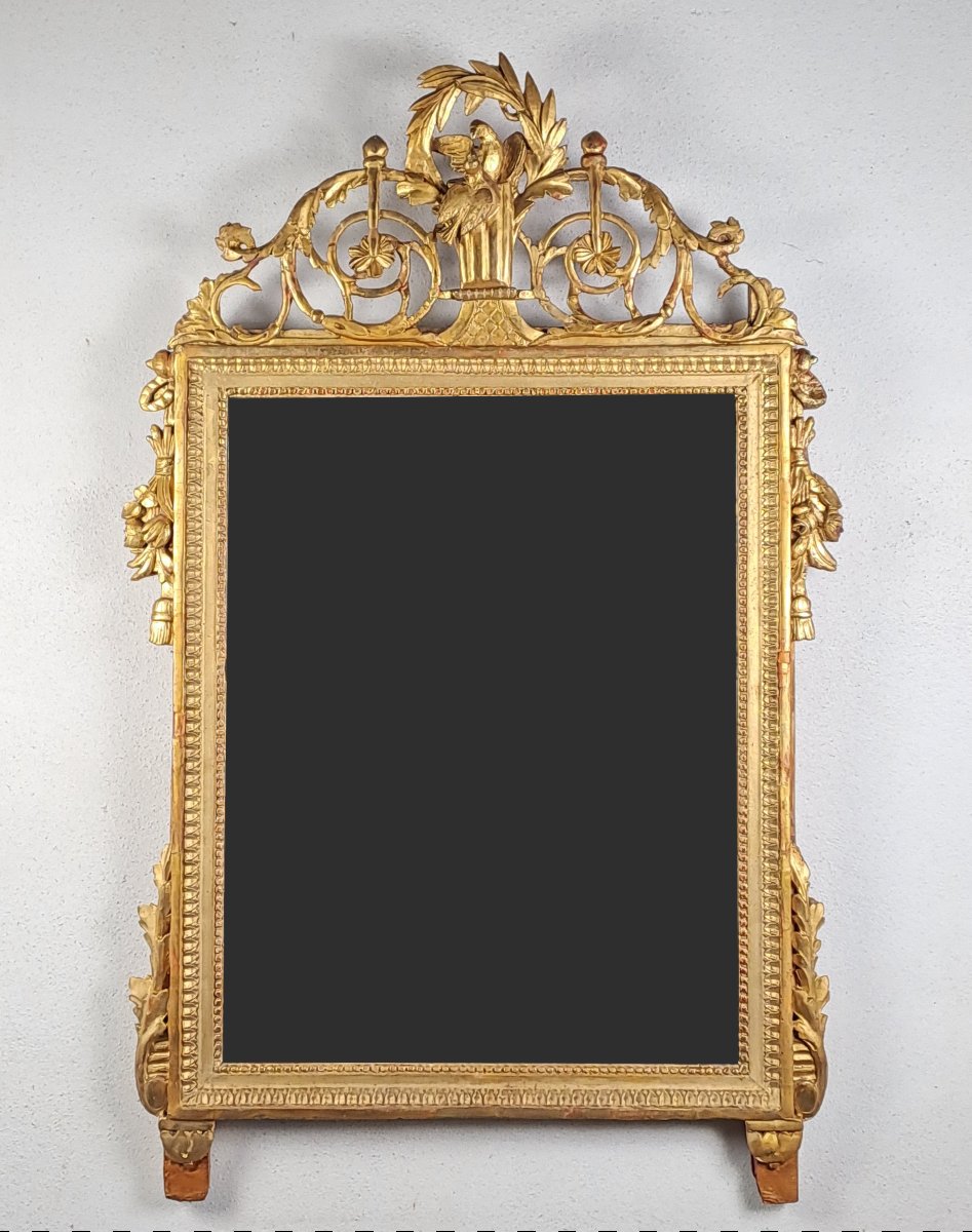 Miroir Louis XVI en bois doré-photo-1